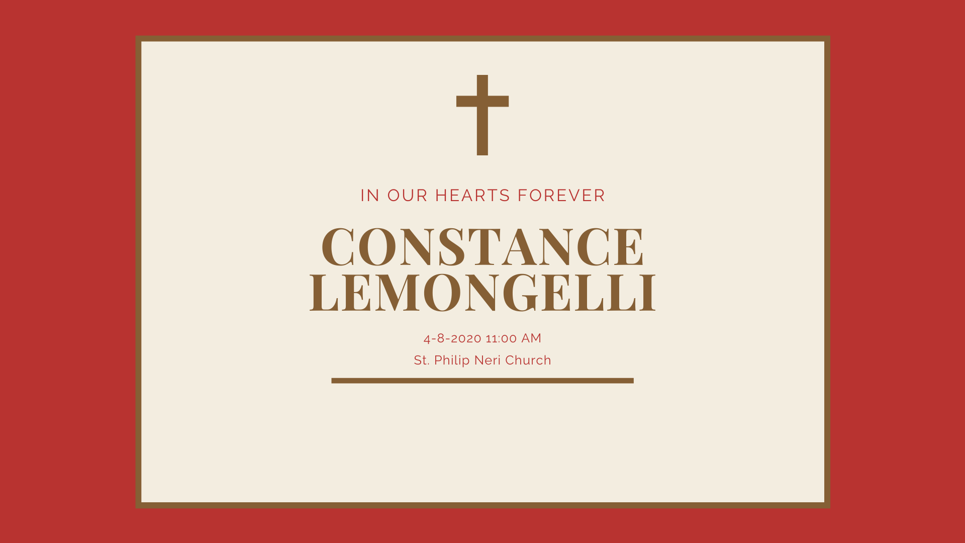 Constance Lemongelli - Funeral Stream - 11:00 AM - 4-8-2020